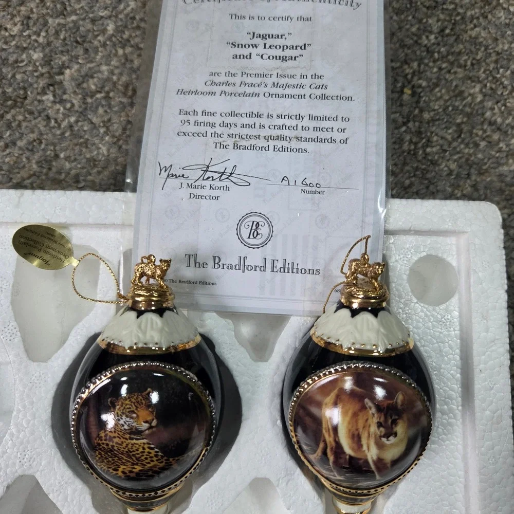 Bradford Editions Charles Frace‎ Majestic Cats Porcelain Ornaments Jaguar Cougar